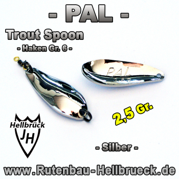P.A.L. Spoon - 2,5 Gr. - Farbe: Silber - incl. Haken - Nadelscharf !!!